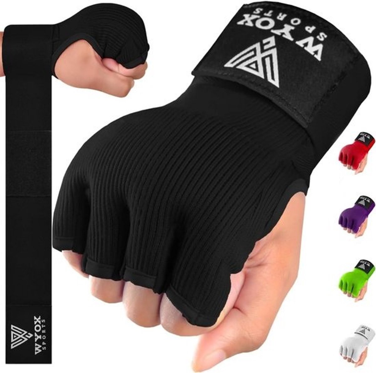 Gel Boxing Hand Wraps voor Training - 80 cm Vingerloze MMA Muay Thai Kickboksen Wraps met Gewatteerde Knuckle Ondersteuning