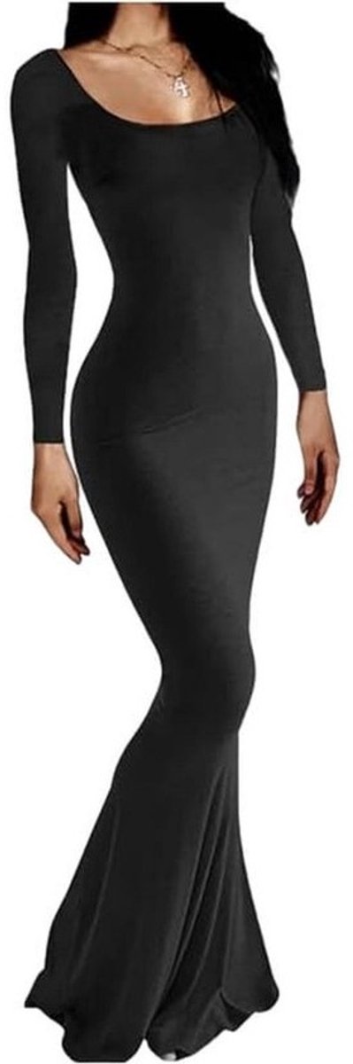 Dames lange mouwen maxi-jurk visstaart bodycon jurk
