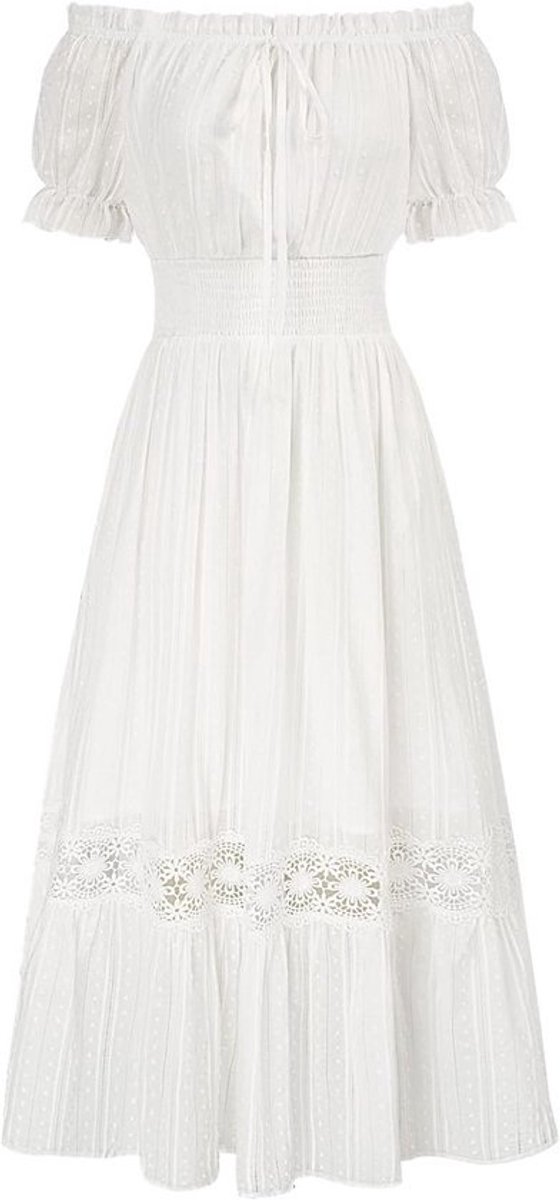 Dames Renaissance Off-the-shoulder Hoge Taille Zomer Katoenen Jurk