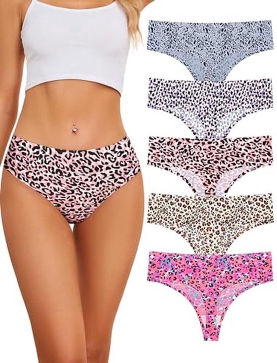 Dames Hoog Taille Thongs | Zichtbare Onderbroek | Naadloze Slipjes | Ademend Lingerie Multipack 5