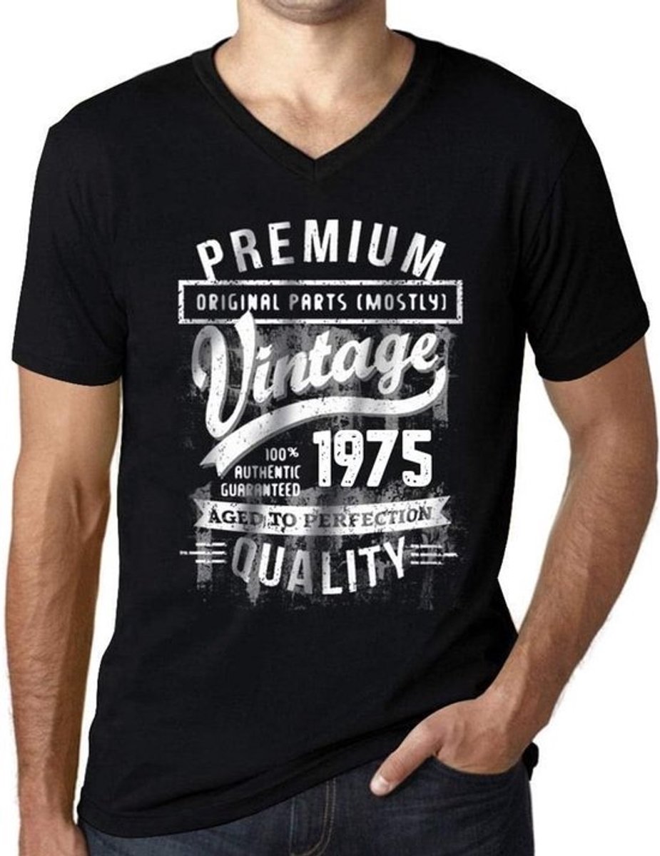 Heren V-Hals Grafisch T-Shirt voor 49ste Verjaardag - Vintage 1975