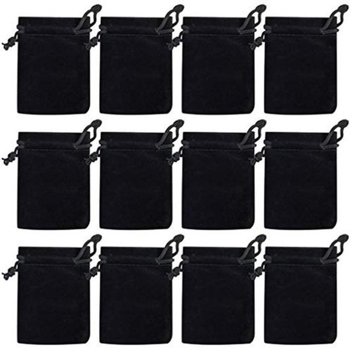 100 stuks Zwarte Fluwelen Doek Sieradenzakjes met Trekkoord voor Cadeaus en Bruiloft