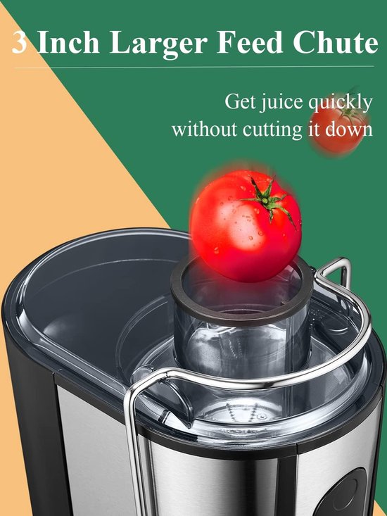 Sapcentrifuge Groenten Fruit - Snel Persen - Gezond Leven - 2 Snelheden Instelbaar - 600 Watt Vermogen - Zilver — afbeelding 5