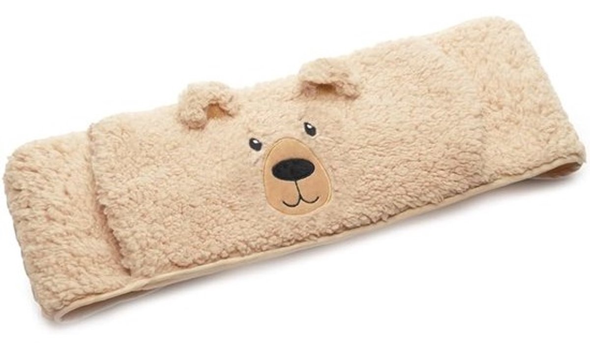 Warmwaterkruik - Fles met warm water - Pijnverlichting - Zachte fleece hoes - 1 liter - Crème