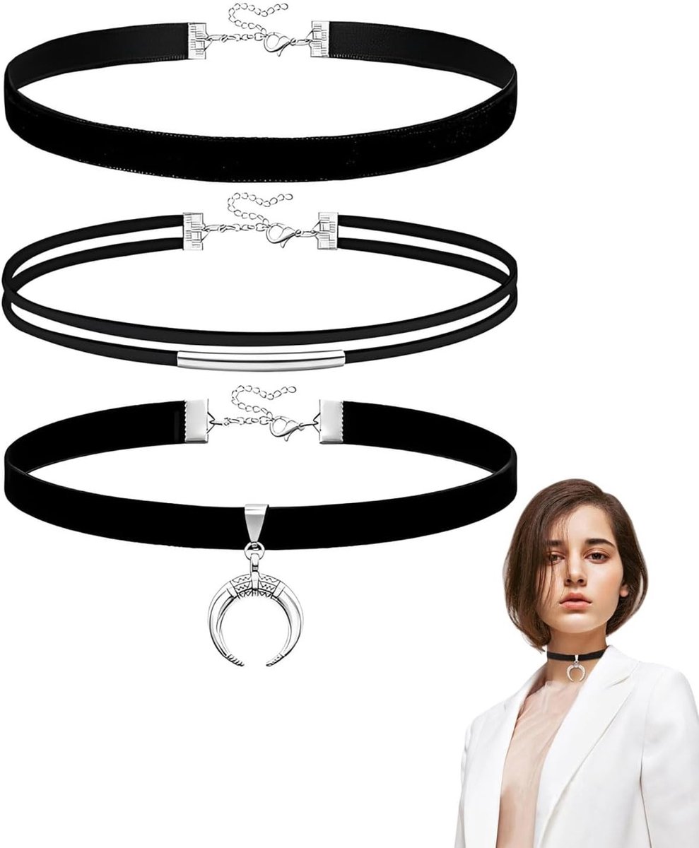 Elegante Kropfband Set voor Dames - Zwarte Velours Hondenhalsband, Verstelbaar en Perfect voor Feestjes en Cosplay