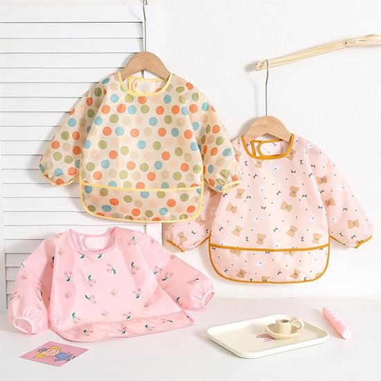 5 stuks - Lange mouwen slabbetje - Baby slabbetje/schortje - Met zakje - Waterdicht materiaal - Geschikt om in te eten of te spelen, geschikt voor kinderen van 0 tot 24 maanden — afbeelding 4