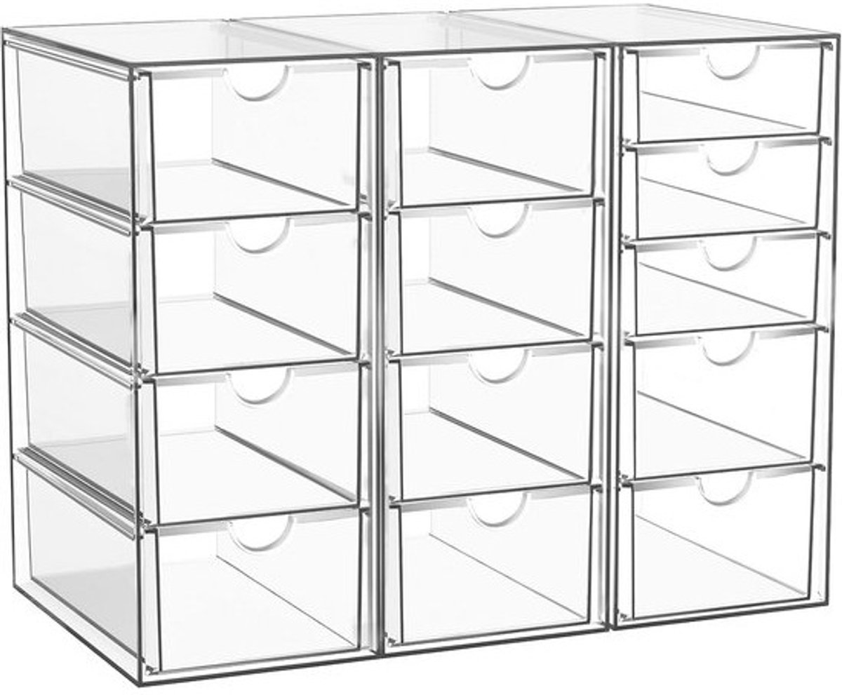 Cosmetica Organizer met 13 Laden - Multipurpose Opbergsysteem voor Schmink, Kantoorartikelen en Bureau