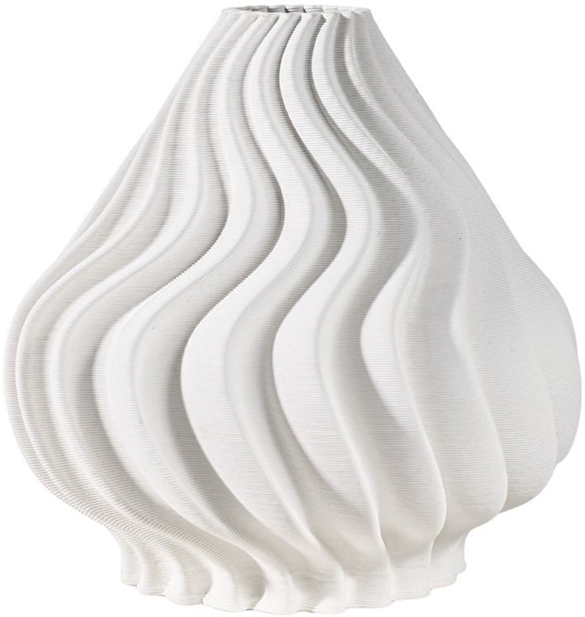 Fugurato Esta Vaas Wit - Keramiek met Golvend 3D-Reliëf - Ø22 x H26 cm