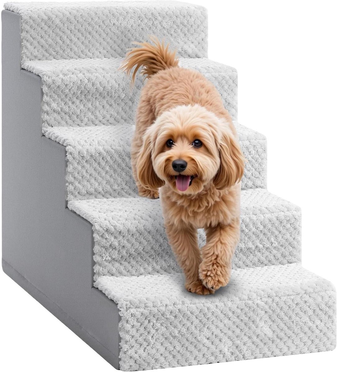 Hondentrap - Huisdier trap - Hulp bij klimmen - Afneembare hoes - 55 cm hoog - Grijs