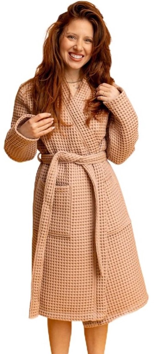 BLUMIS® Badjas voor dames, Heavy wafelpiqué 250 g/m², Oeko-Tex gecertificeerd katoen, ademend, sneldrogend, ideaal voor sauna en spa, elegante kimono-snit