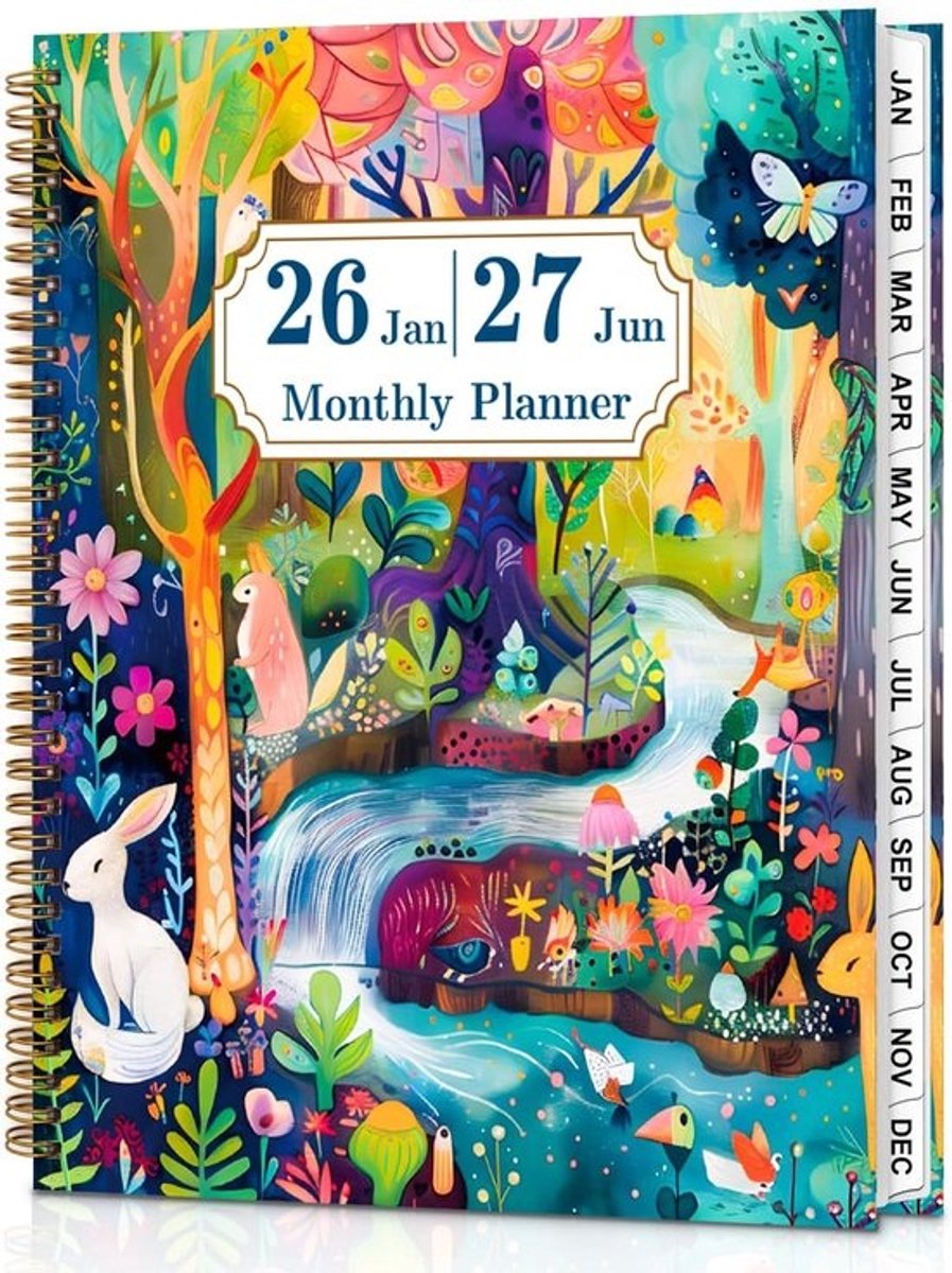 Maandplanner 2026-2027 - Agenda 18 Maanden - Langetermijnplanning - Met Maandtabbladen - 22.5 x 27.5 cm - Dierenbos-02