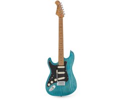 Linkshandige Elektrische Gitaar - 3 Single-Coils - Voor Gevorderde Spelers - Essen Body - Incl. Gigbag - Blue - Outlaw Series