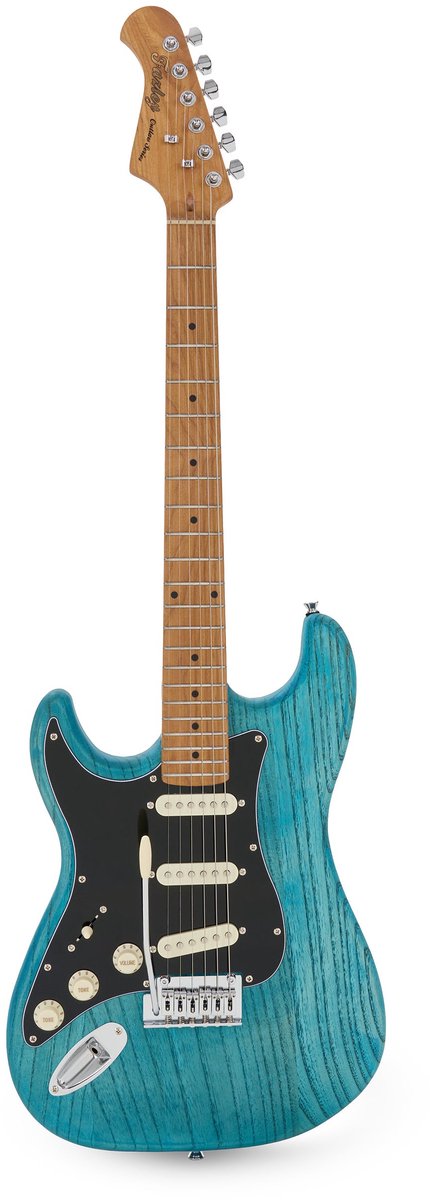 Linkshandige elektrische gitaar - Met gratis lessen - Fazley Sheriff Plus - Blauw