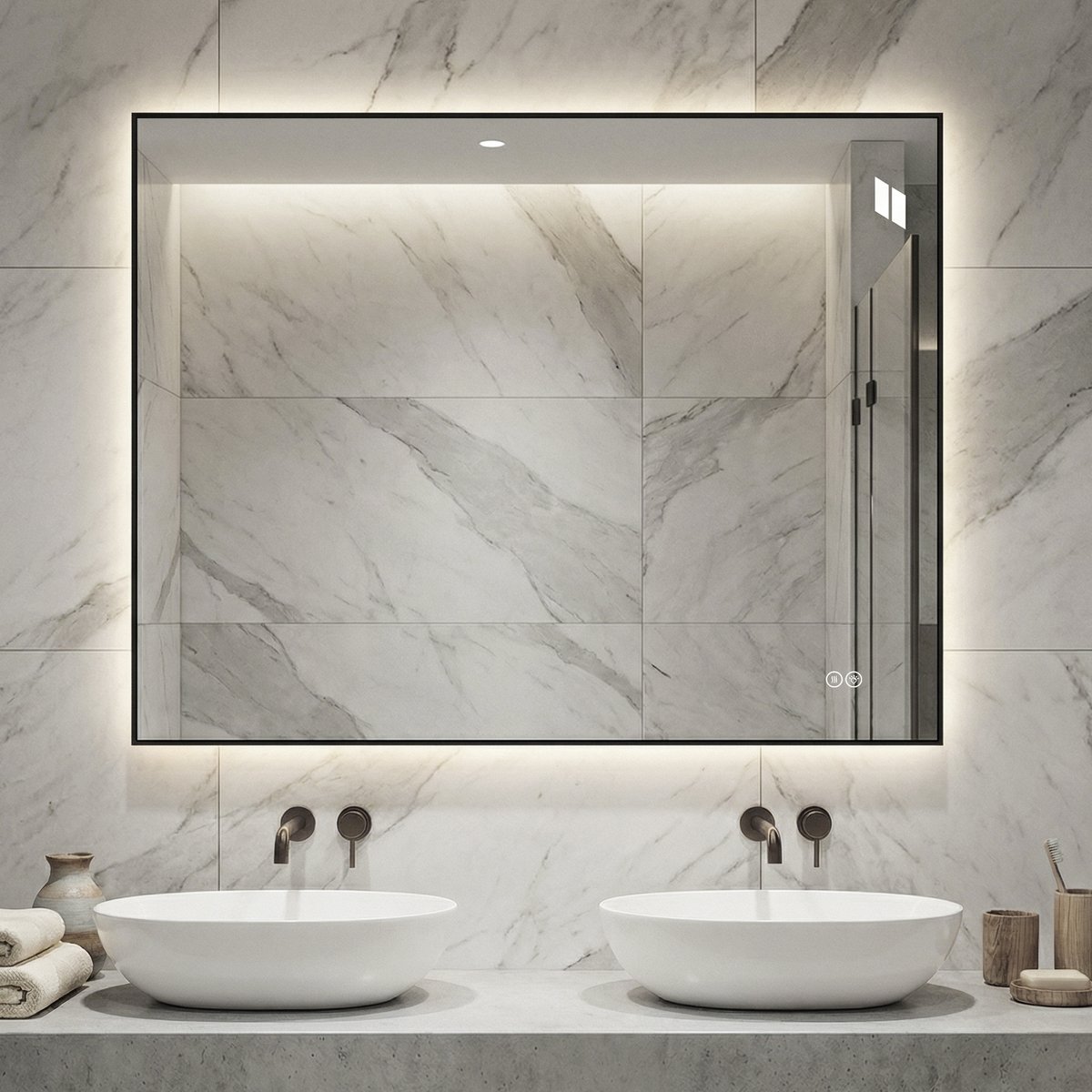 MODFU - Led Badkamerspiegel - Wandspiegel - Rechthoek - Aluminium Frame - Anti-Condens