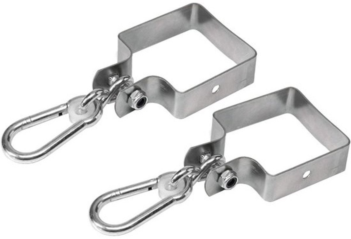 Set van 2 schommelklemmen met vierkante beugel voor 100 x 100 mm vierkante balk