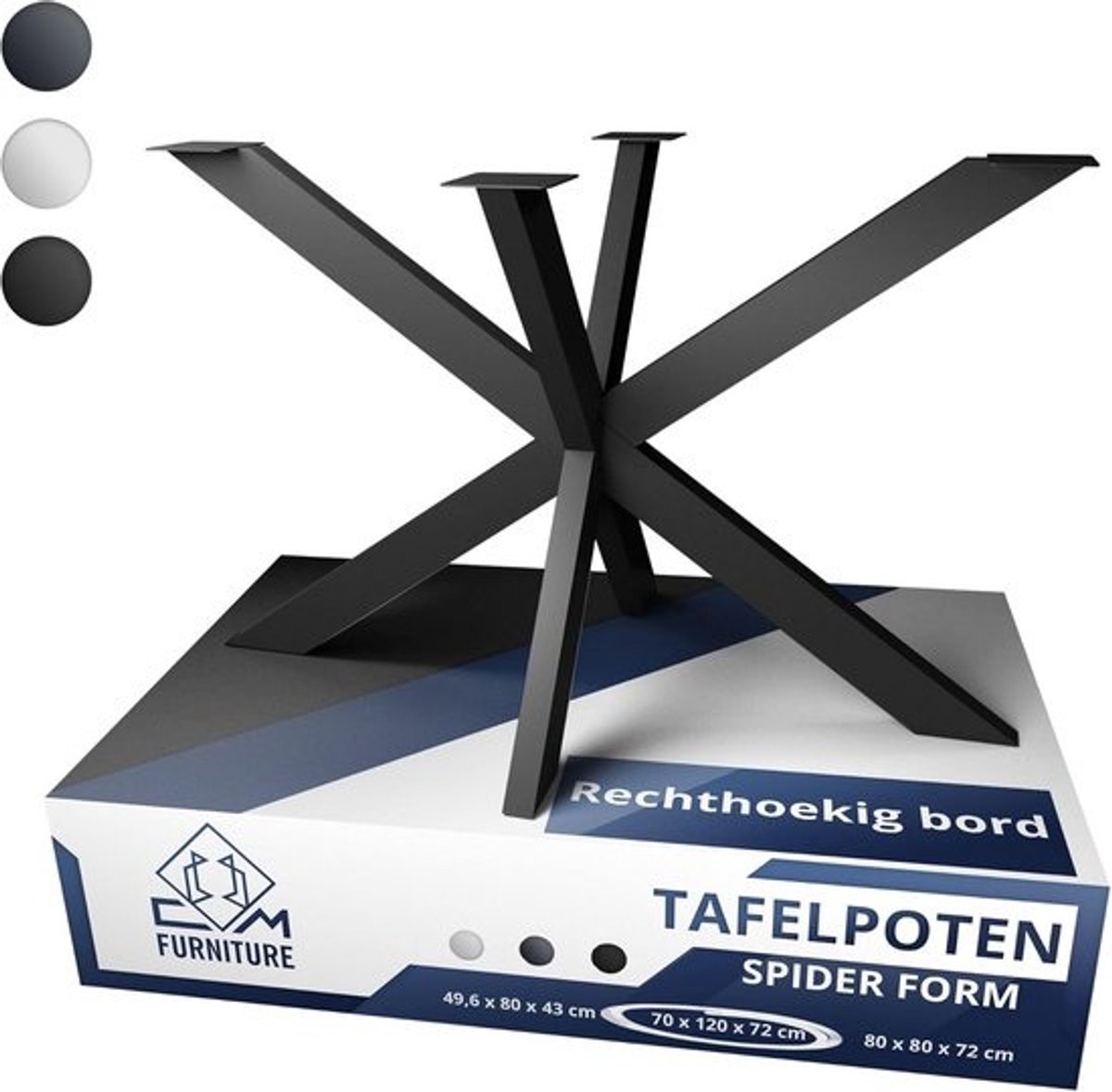 Tafelpoten Spider Zwart Hoogte 72 cm voor Vergadertafels en Salontafels - Eenvoudige Montage