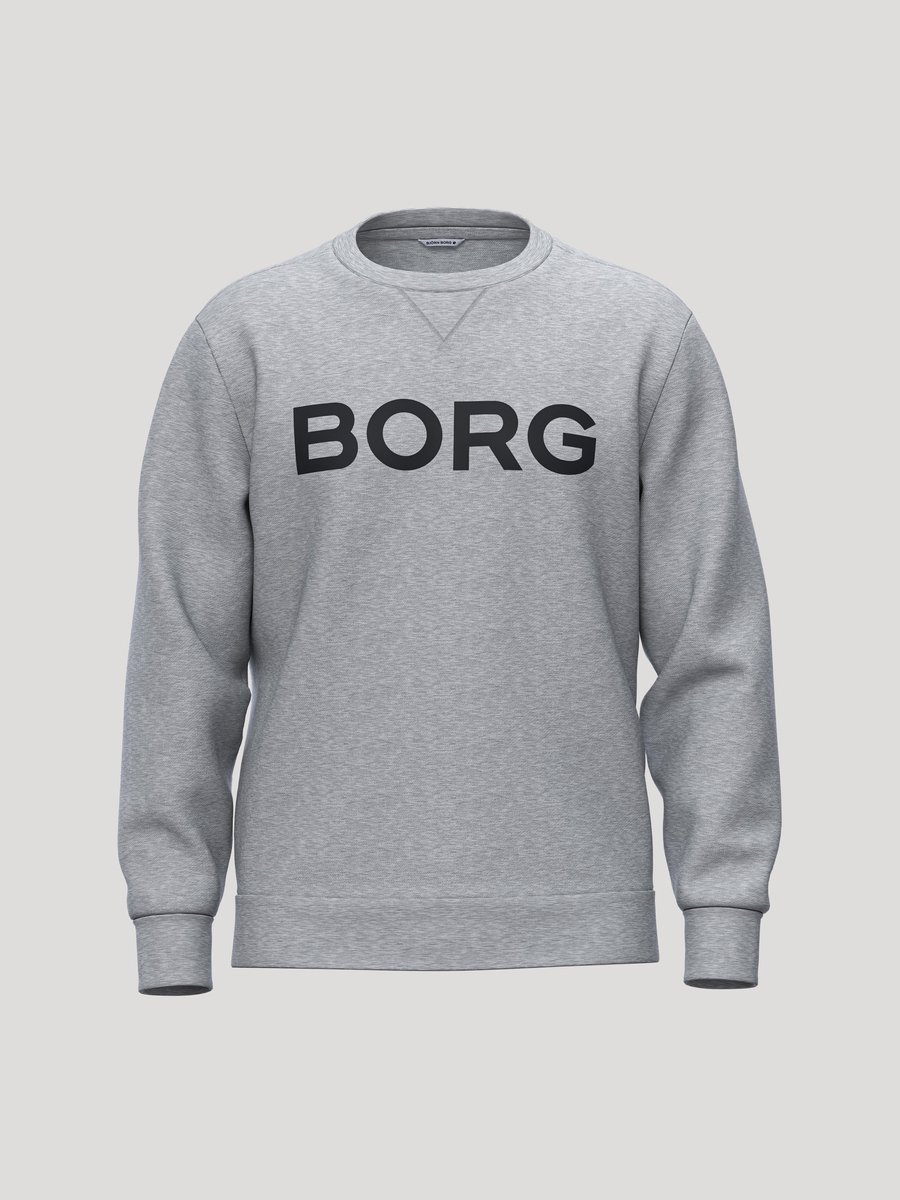 Björn Borg Essential 3 Sweater Heren Trui Met Lange Mouwen Mannen - Katoen - Lichtgrijs - Maat S