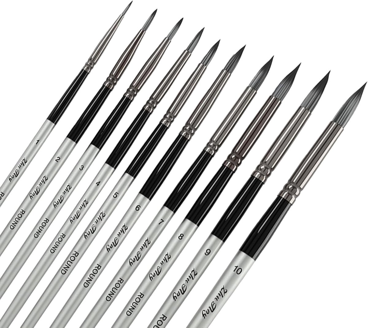 10 Aquarelpenselen en Acrylverf Set voor Gedetailleerde Artistieke Creaties met Gouache, Inkt en Tempera