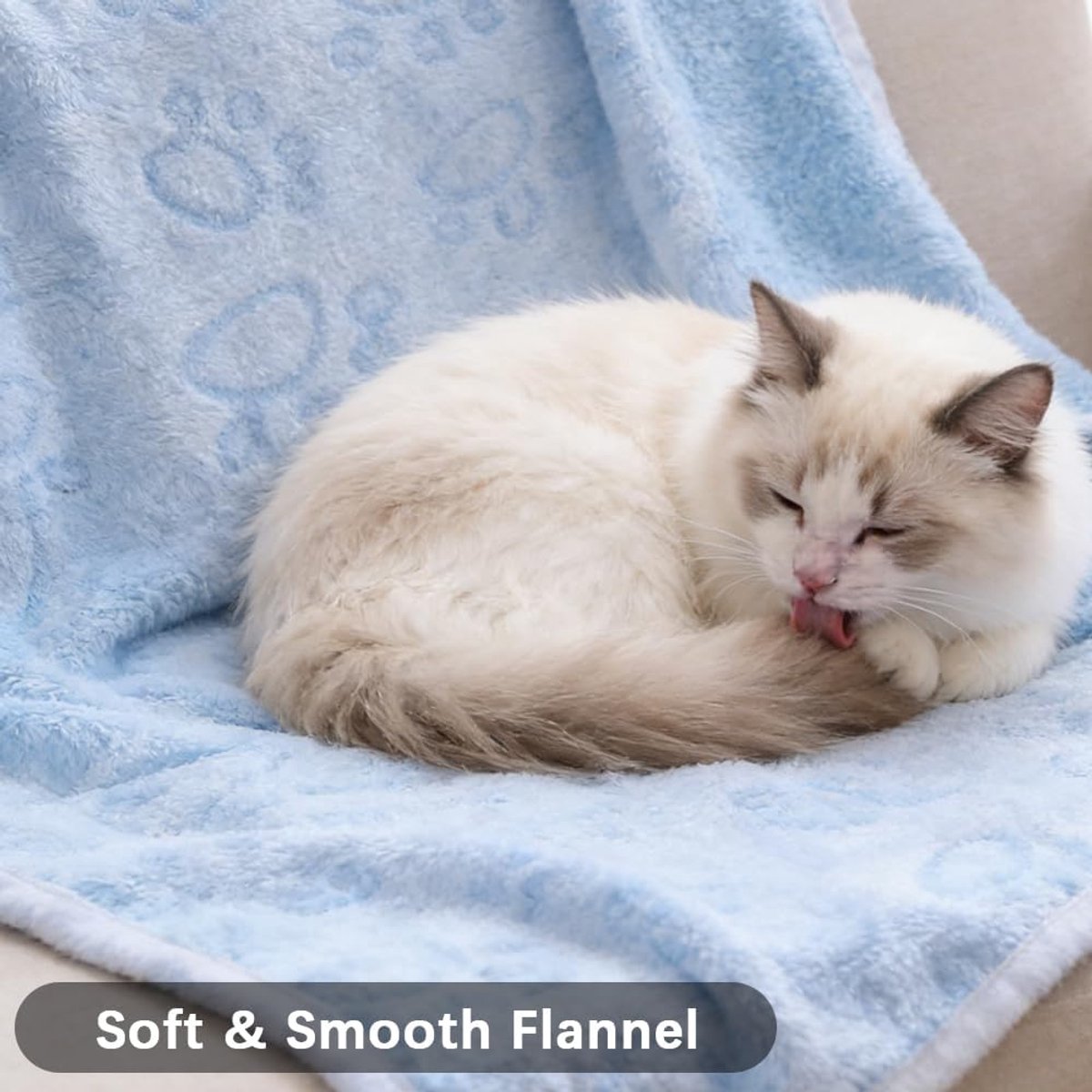 KZQ Scheurbestendige Fleece Huisdierendeken Met Pootafdruk Machinewasbaar Warm Comfortabel Voor Kleine En Grote Honden Pluche Textuur Blauw 40x60 Cm
