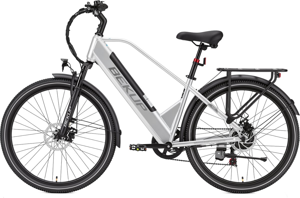 Bekup 26 Inch Heren Elektrische Fiets V2, Hoog‑koolstofstaal Frame, 250W Achtermotor 45Nm, 36V 14,5Ah Accu, Shimano 7‑versnellingen, Schijfremmen, LCD‑display, Trapondersteuning tot 75km