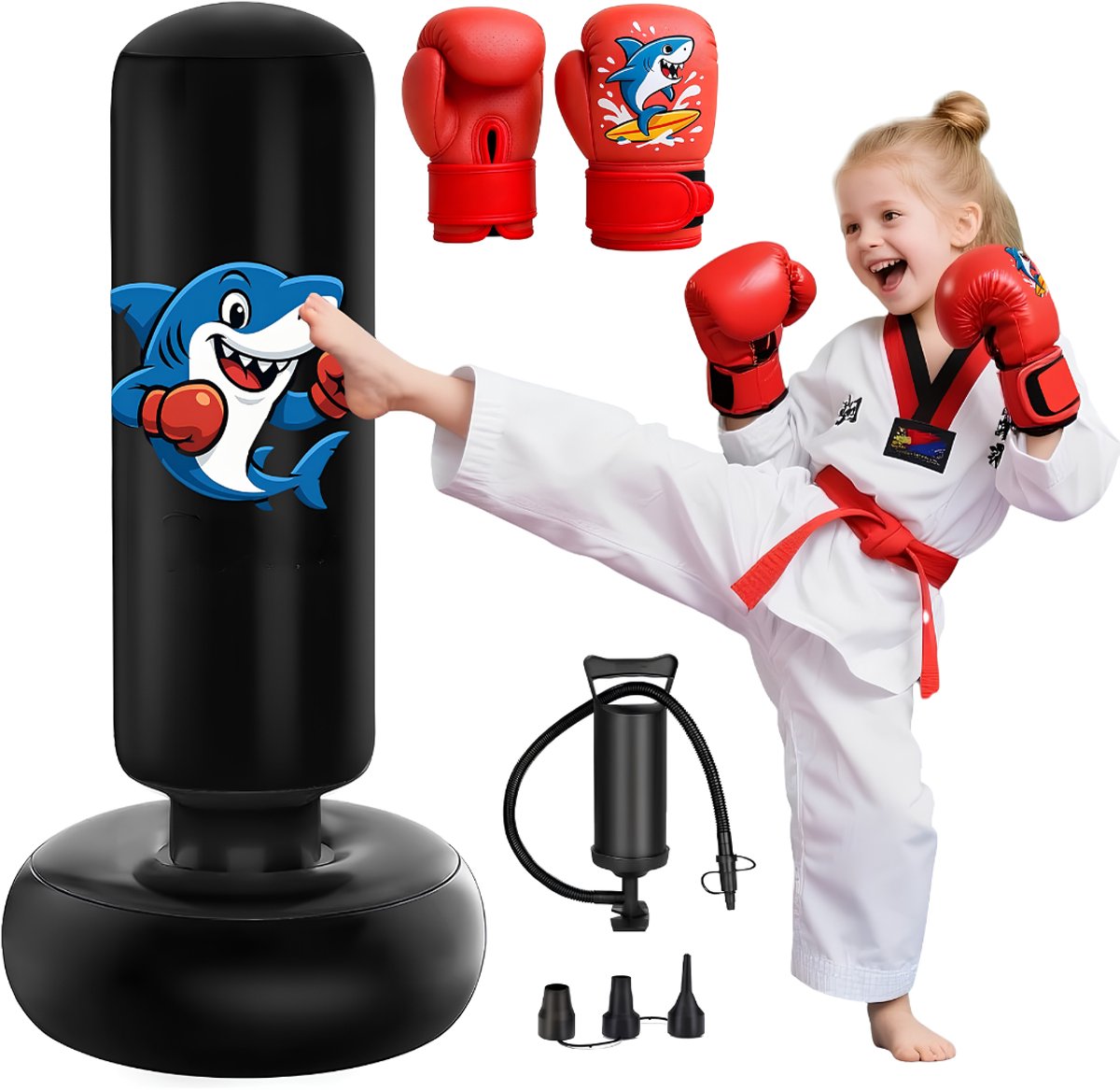 Ploutos® Bokspaal - Bokspaal Kinderen - Staande Bokszak - Zwart - 68cm x 68cm x 130cm