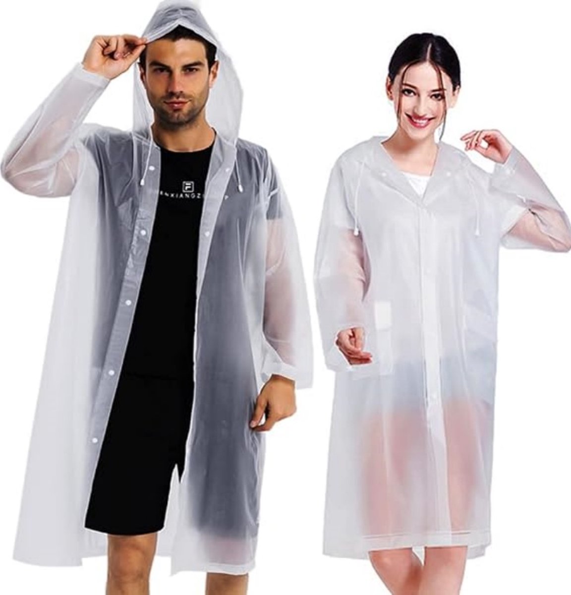 YAGXIG Regenponcho voor volwassenen - Regenjas - Herbruikbaar - EVA-regenjas - Unisex - Volledig bedekkend en waterdicht - Geschikt voor buitenactiviteiten en reizen - Eén maat (2 stuks) - Geschikt voor gewichten tot 100 kg