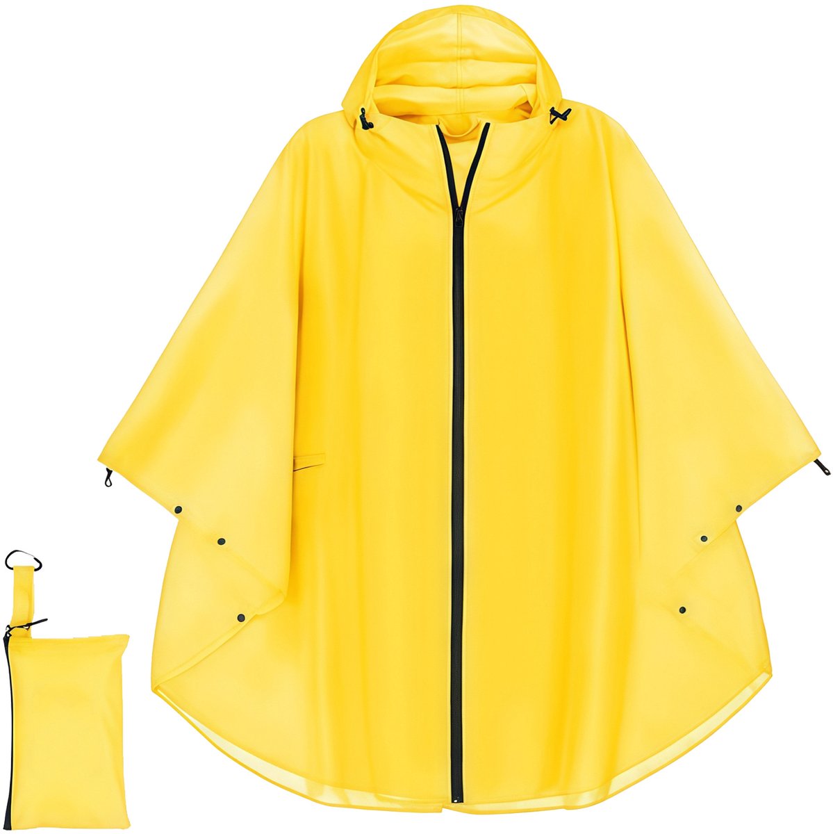YAGXIG 3-in-1 regenjas - Regenjas - Regenjas uit één stuk - Met zakken - Unisex volwassenenmaat - Geel - Waterdichte rits - 240T polyester taft PU-stof