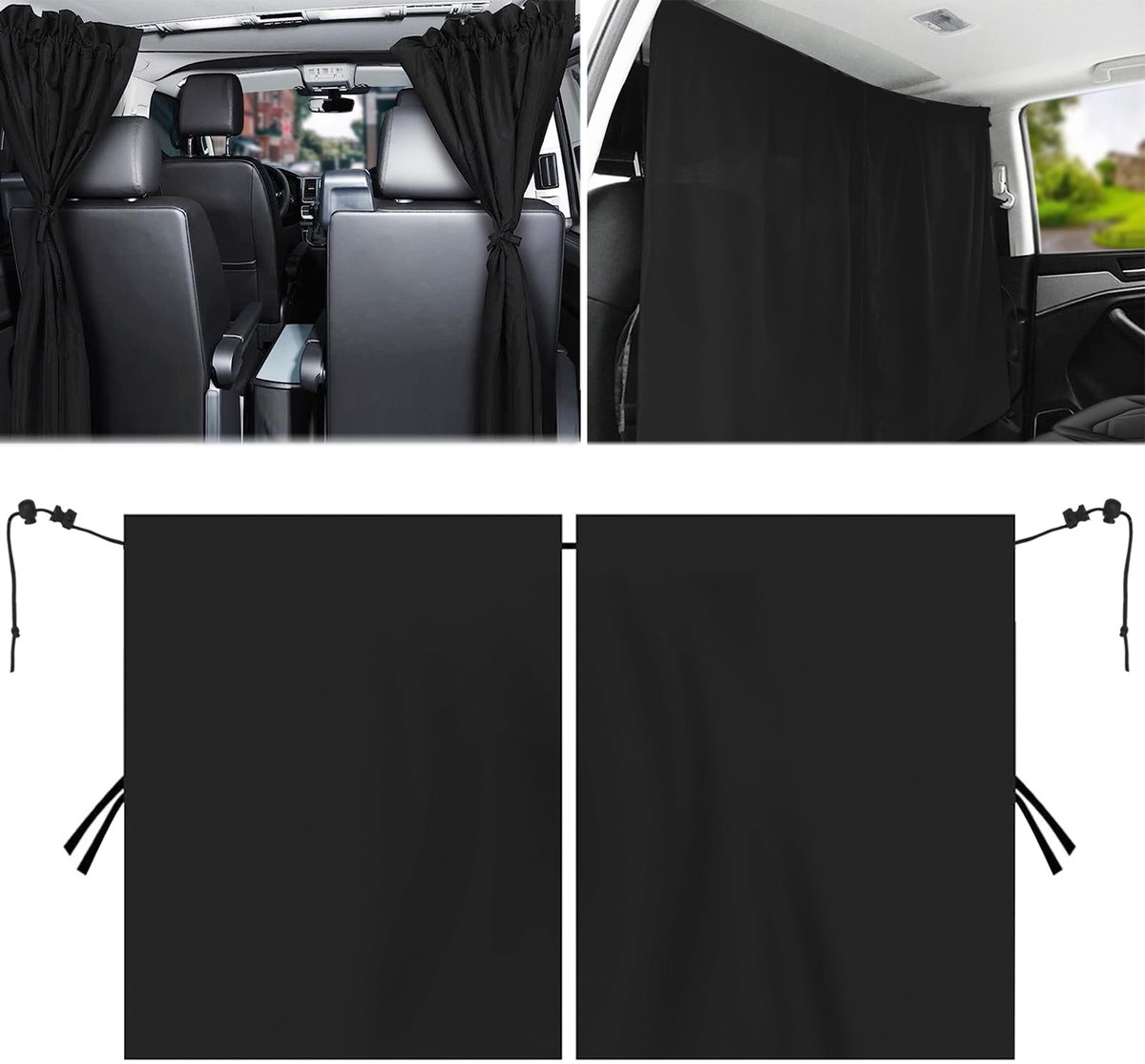 Auto Scheidingsgordijn - Afneembaar met Zonwering, Verduistering en Privacy - Voor Auto Interieur & Camping - 140 x 80 cm