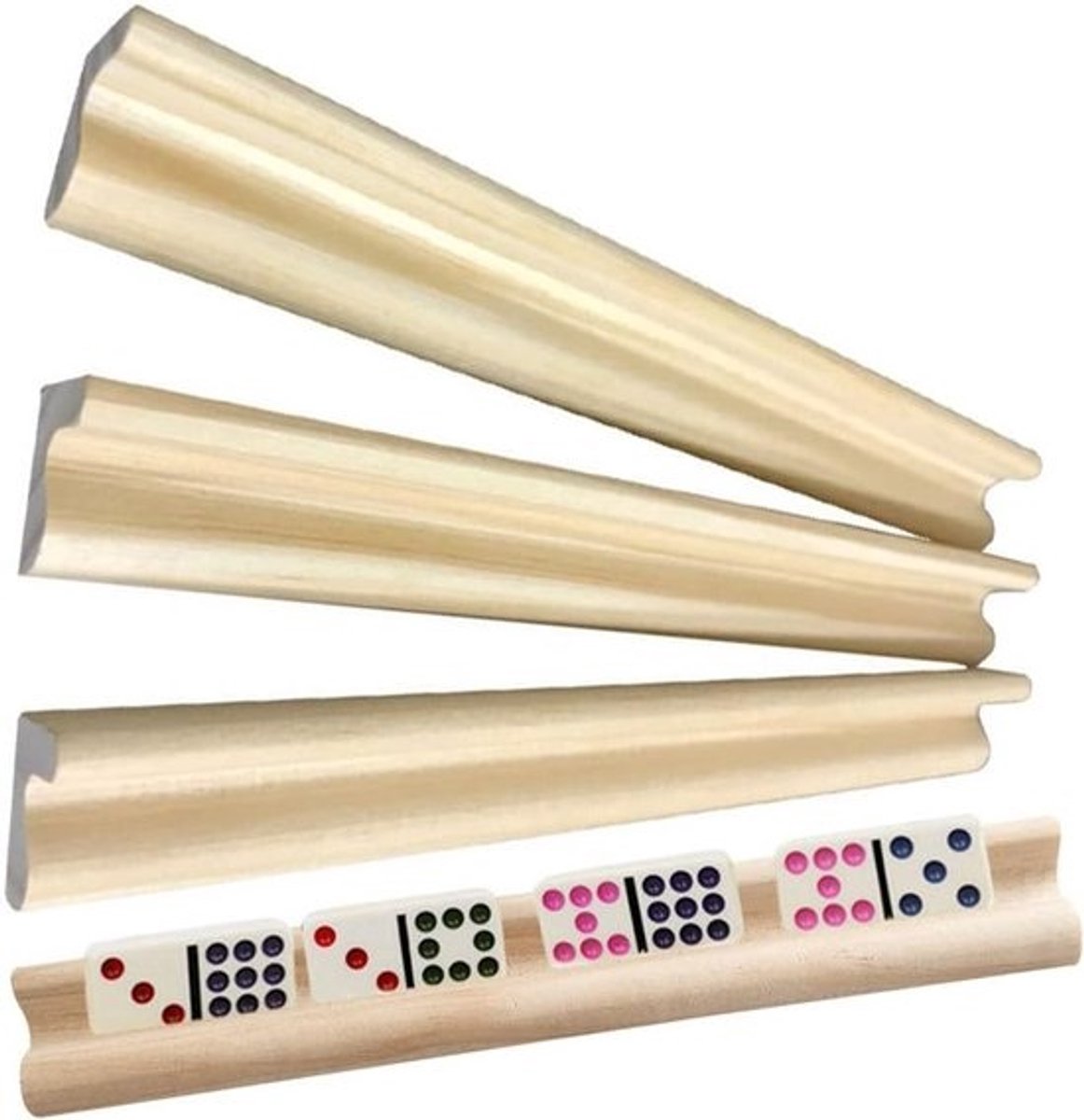 Houten Domino Houders - Set van 4 of 8 Stuks voor Mexican Train, Mahjong en Meer