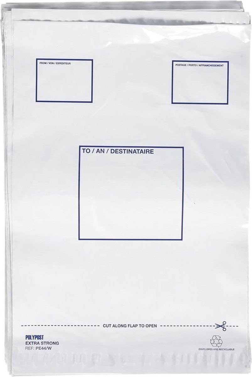 Stevige Witte Polytheen Enveloppen Met Veilige Sluiting