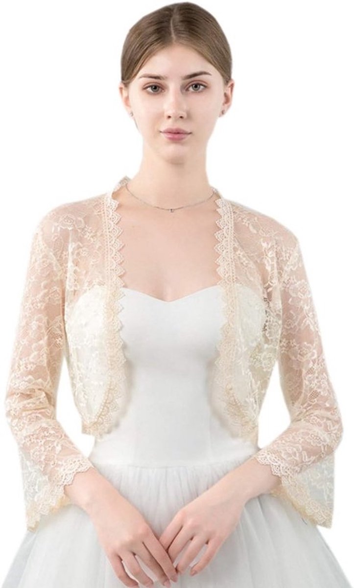 Bolero met bloemmotieven en fluwelen afwerking, korte cardigan met knoopsluiting en halflange mouwen