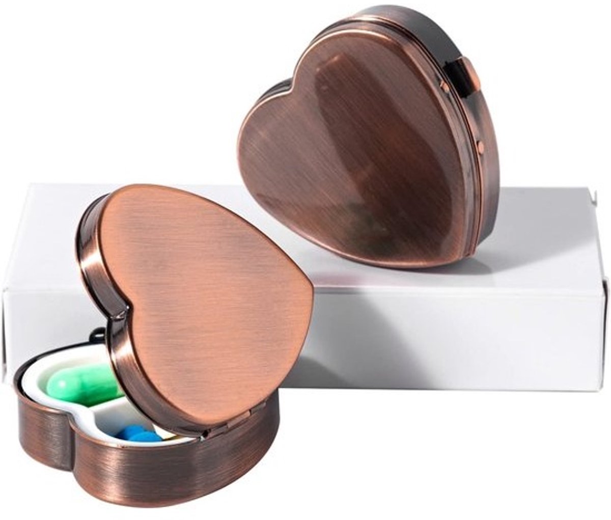 Hartvormige mini medicijnopbergdoos 2 stuks
