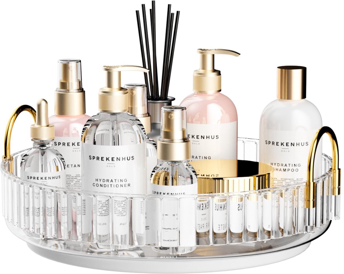 Make-up Cosmetica Organizer - 360° Draaibaar - Voor Make-uptafel & Huidverzorging - 1 Laag - Transparant