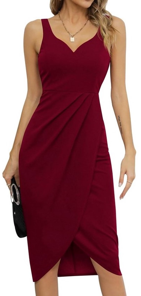 Cocktailjurk Dames Midi Wikkeljurk Elegante Partyjurk Zomerjurk