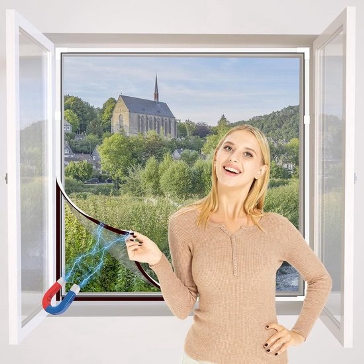 Verstelbaar Magnetisch Raamhor Doe-Het-Zelf Set Tot 130x150 cm Insecten Hor