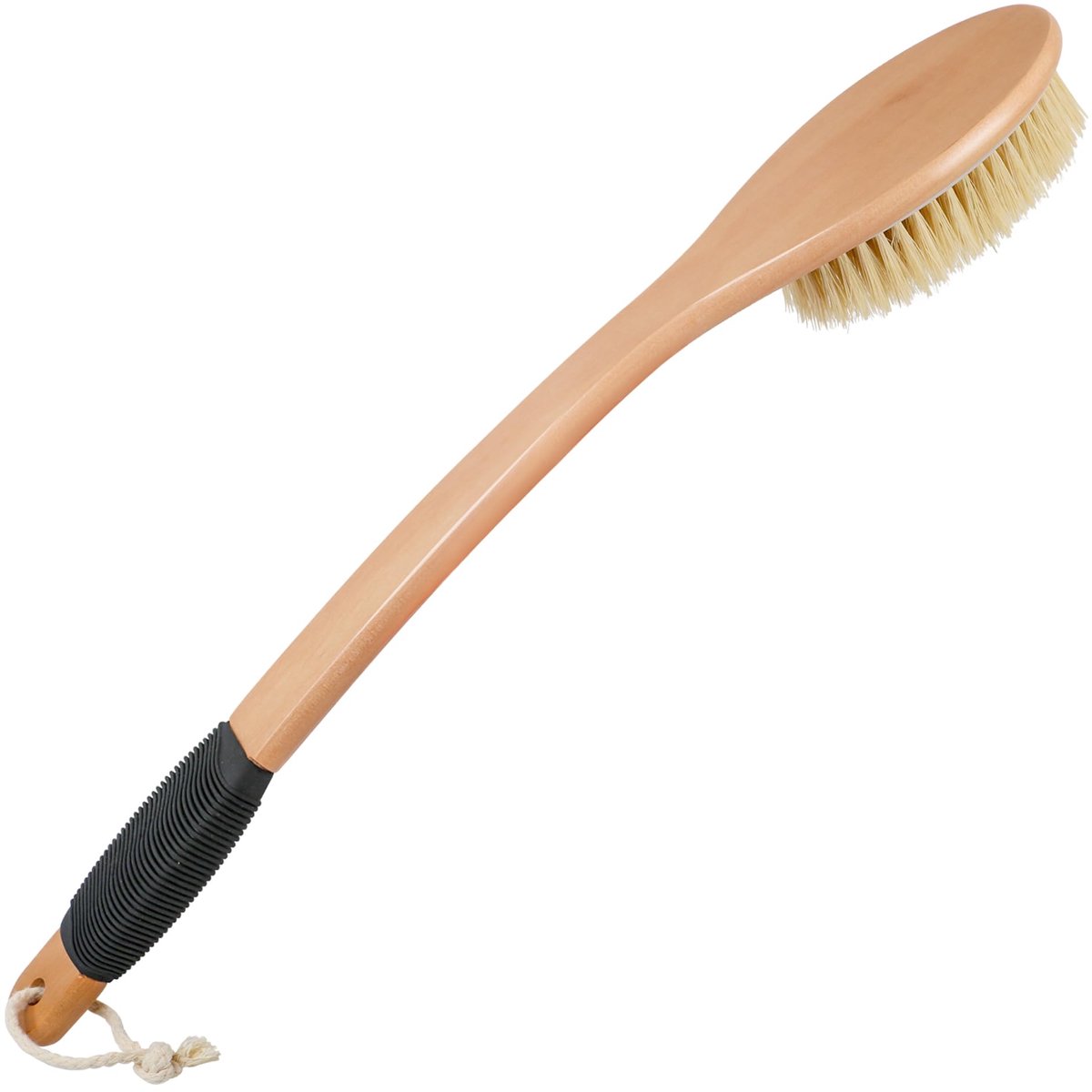 Rugborstel - Houten Lichaamsborstel met Gebogen Lange Steel en Extra Lange Stijve Borstels - Huidpeeling voor Nat of Droog Gebruik onder de Douche - Voor Mannen en Vrouwen