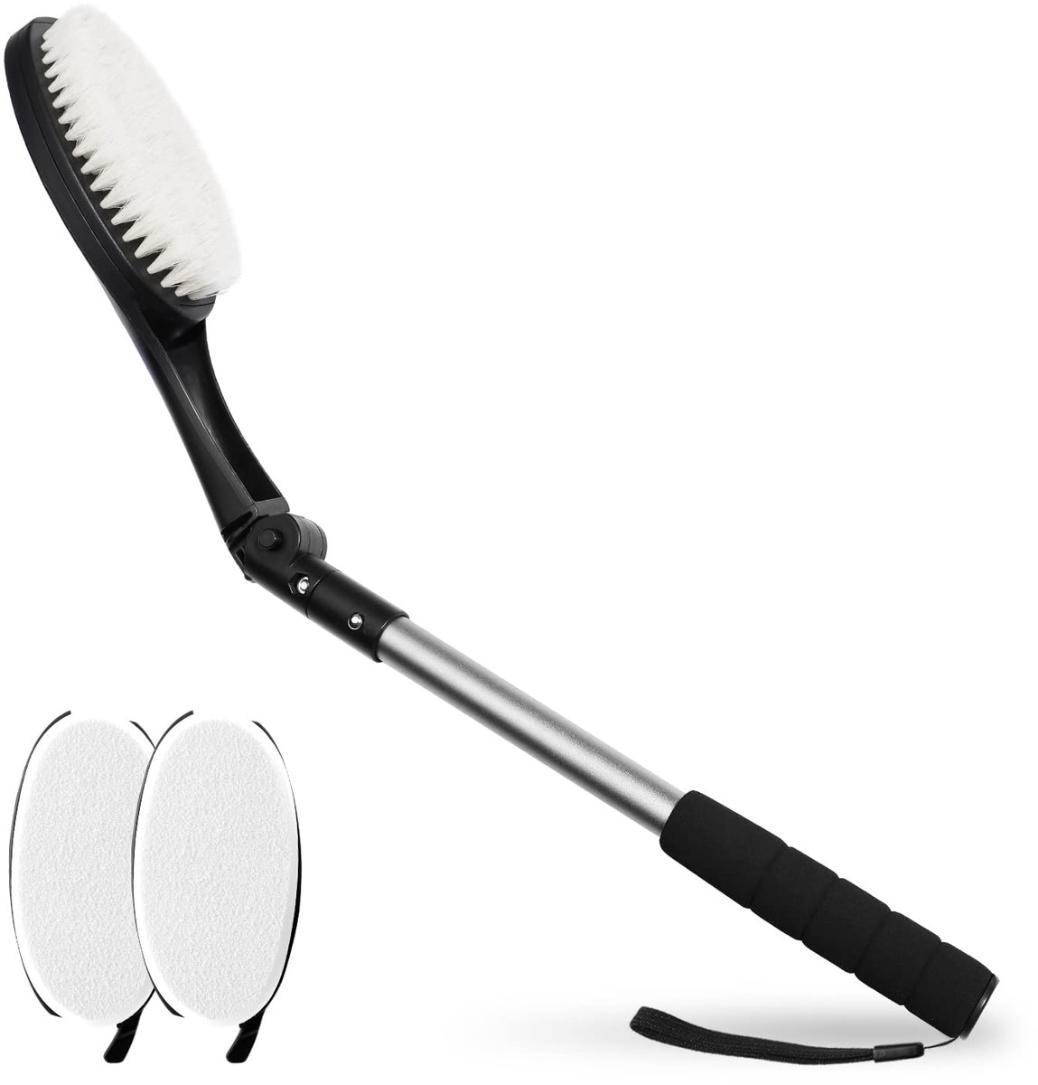 3-delige set Rugborstel - Met lange steel en applicator pads - Voor wassen, douchen, droogborstelen en insmeren van de rug