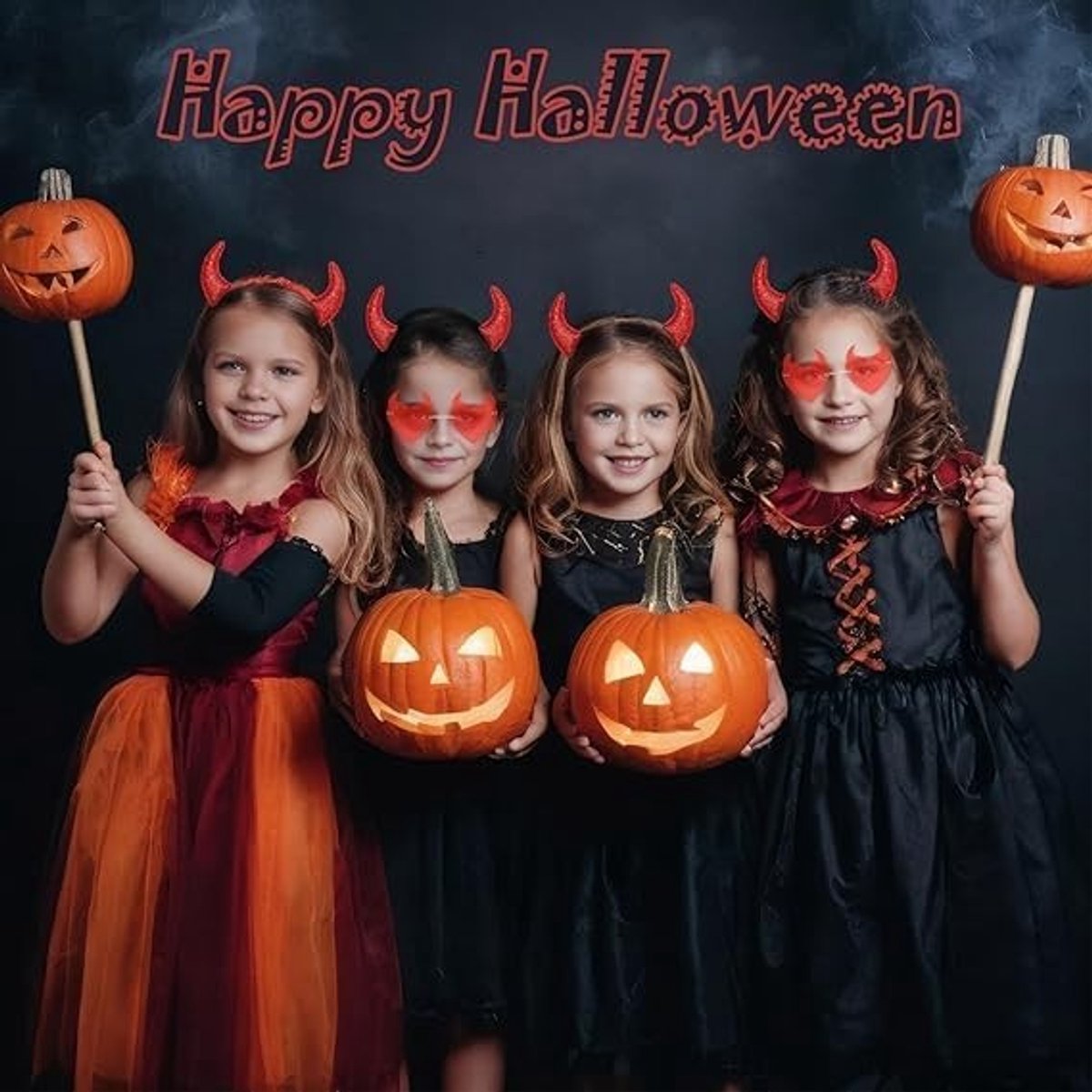 Rode Halloween Kostuumaccessoires met Duivelsoren Haarband en Zonnebril voor Carnaval en Cosplay Feestjes