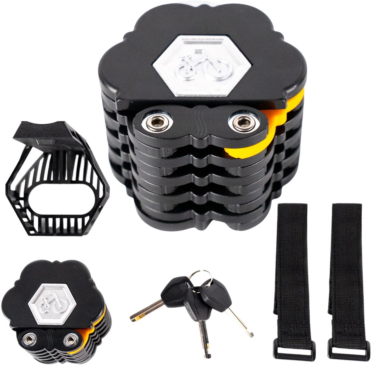 RAMBUX® Vouwslot Fietsslot - Compact & Anti-Diefstal - Inclusief Framebevestiging en 2 Sleutels - Voor E-Bike, Fiets & E-Scooter (78 cm)