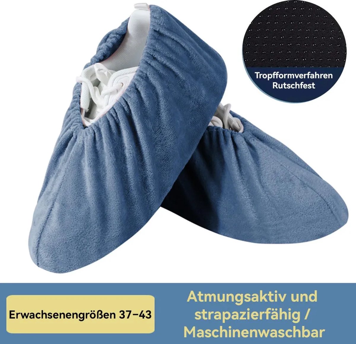 Herbruikbare schoenovertrekken, 4 paar per verpakking, wasbaar, antislipzool, elastisch ontwerp.