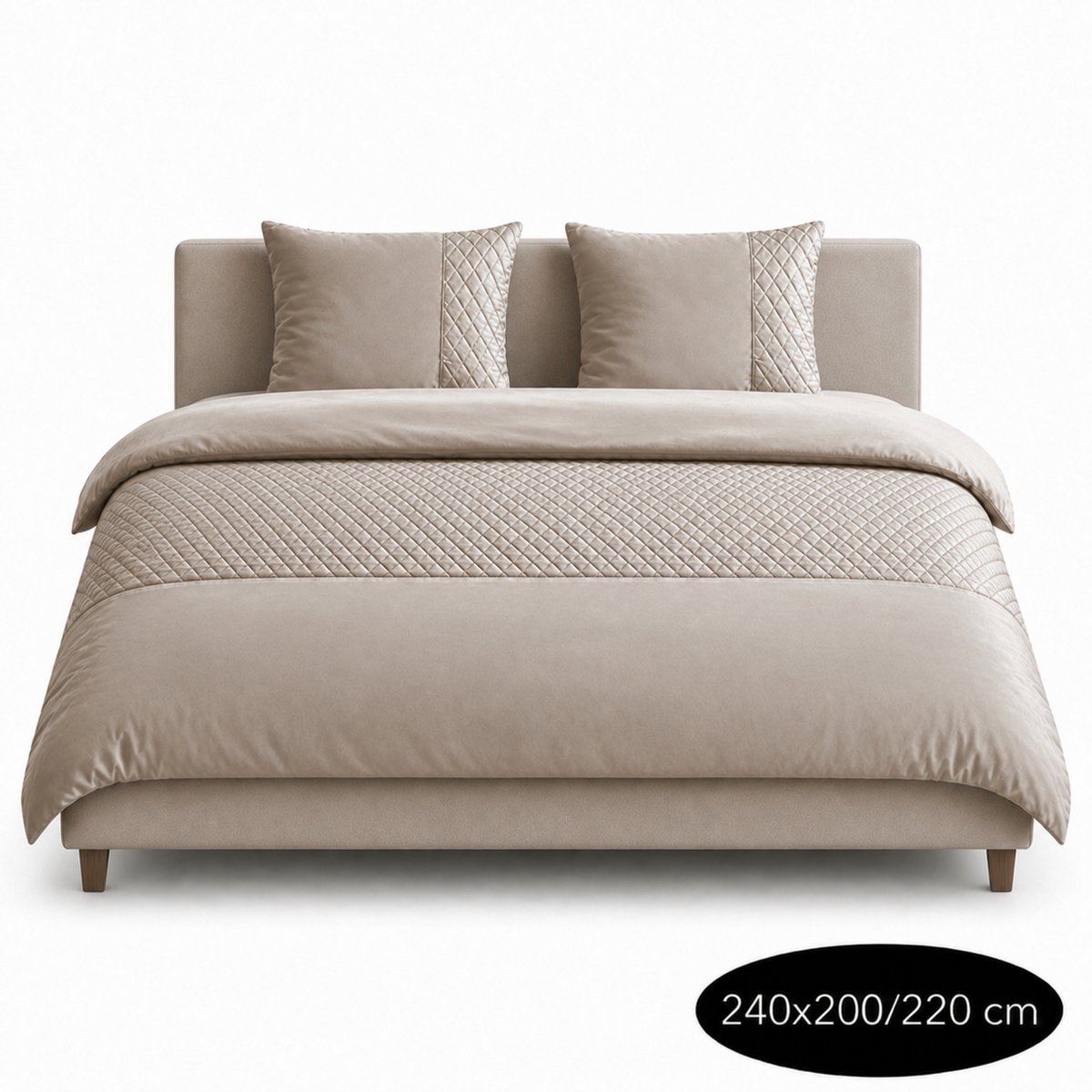 Roden Blue - Diamond Dekbedovertrekset - 240x200/220 - Taupe - Strijkvrij - Anti allergeen - 2 Kussenslopen