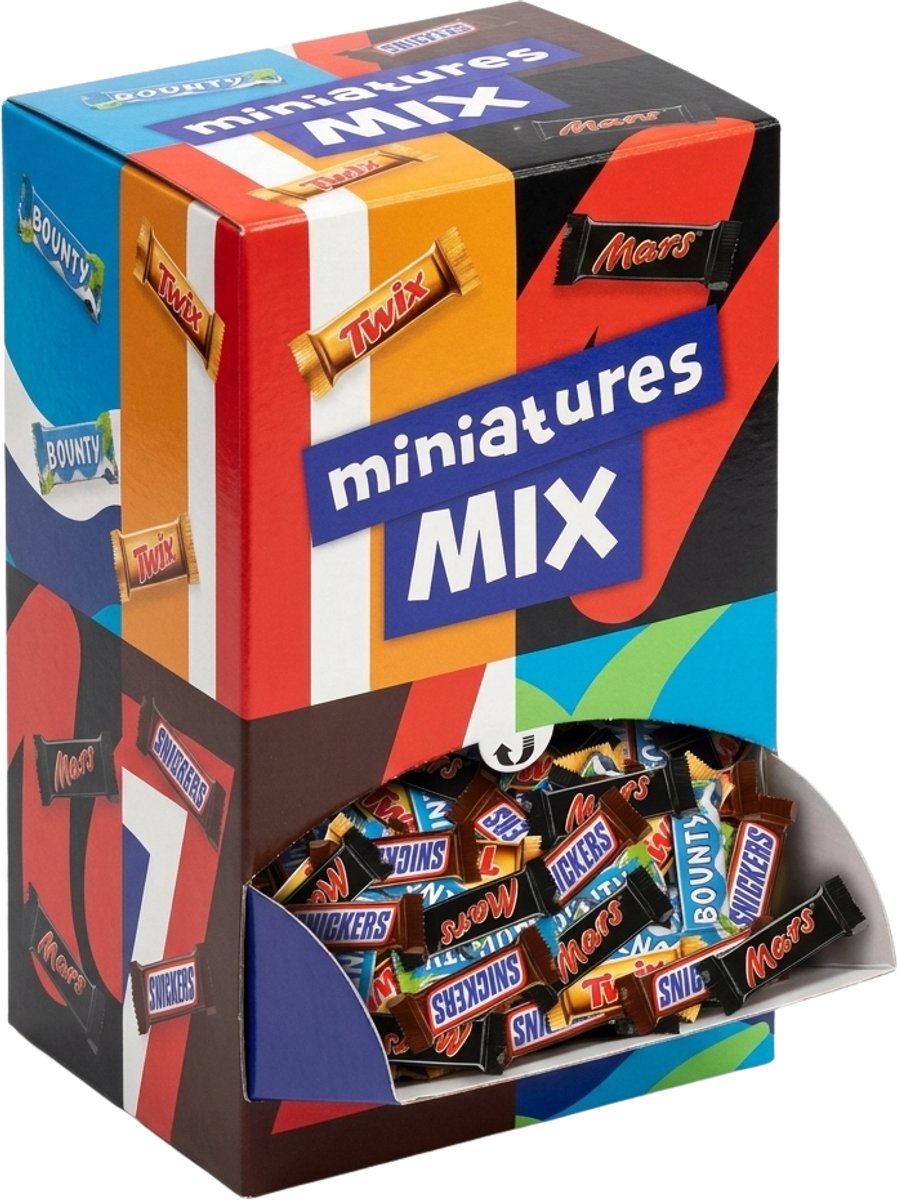 Mars Miniatures Mix 3 kg - Mars, Snickers, Twix & Bounty - individueel verpakte mini chocoladerepen - uitdeelchocolade