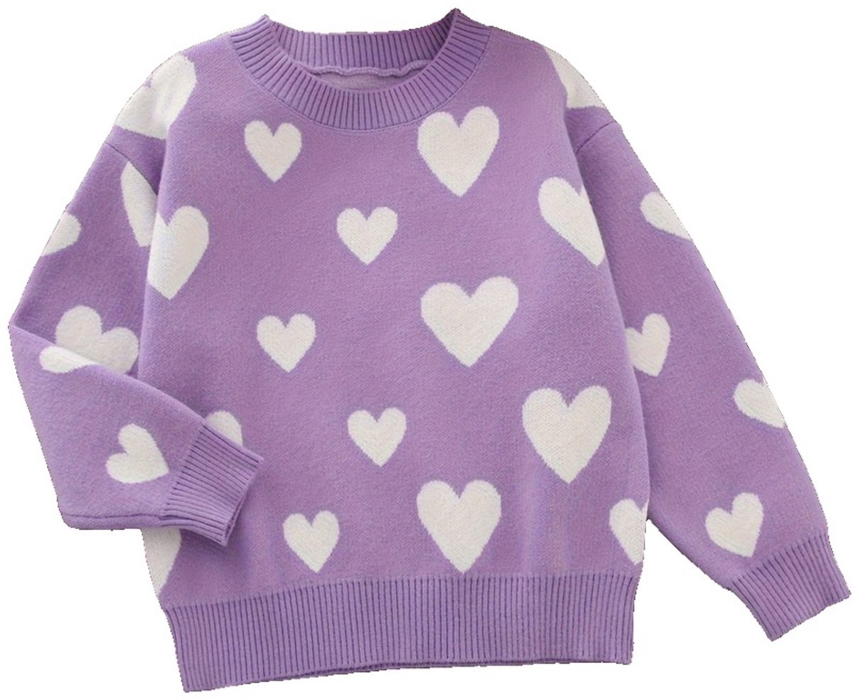 Currero Sweater Meisjes Sweaters Sweatshirt Hoodie Warme Trui Pullover Jumper Crewneck Vest 7-8 Jaar Paars