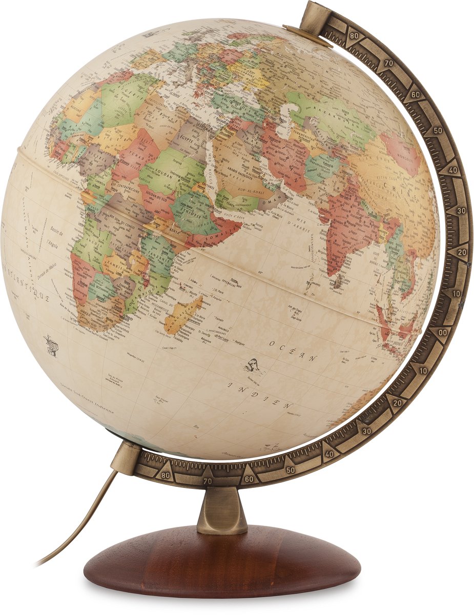 Atmosphere Antiquus wereldbol Beige Ø30 cm Nederlands