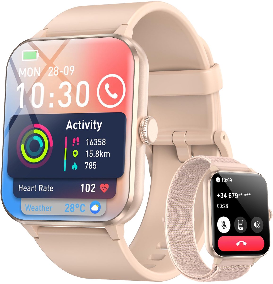 Blackview R50 Watch - Smartwatch Dames & Heren - SOS- Android & iOS - Roze