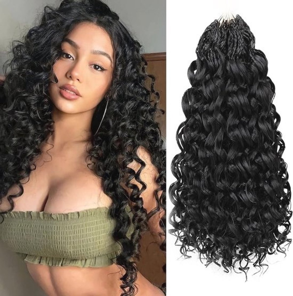 14 Inch Pre-Layered Ocean Wave Crochet Hair - Deep Twisted Synthetic Braiding Hair for Women