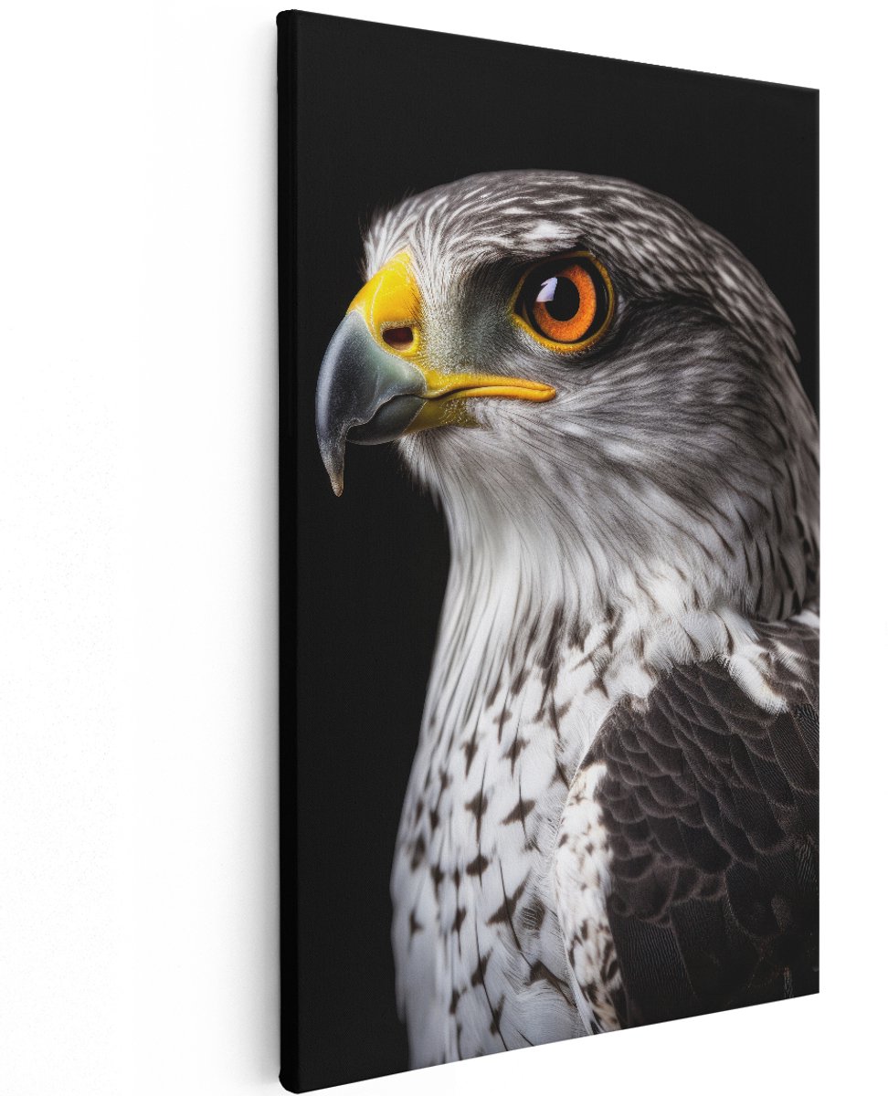 Artaza Canvas Schilderij Sperwer - 120x180 cm - Groot - Wanddecoratie Roofvogel - Muurdecoratie Vogels - Decoratie Dieren - Zwart