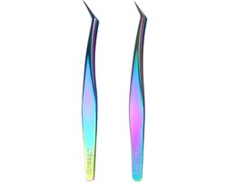 LiBeauty Lash Curved Tweezers voor 1D-6D wimperextensions - Professionele precisie pincet set in luxe PU-etui