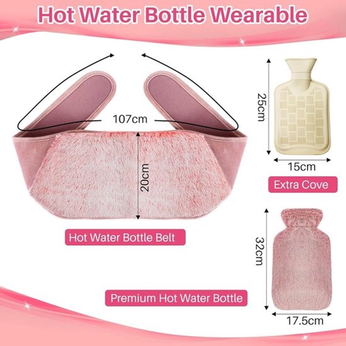 Warmwaterkruik Rubber 1 Liter met Zachte Teddy Hoes - Nek, Schouder, Rug en Buik Verwarmen