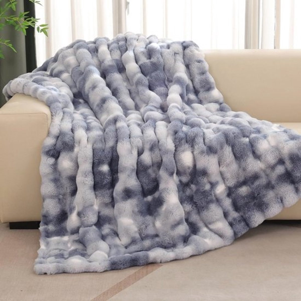 Zachte Comfortabele Tie-dye Blauw Plaid voor Bank en Slaapkamer